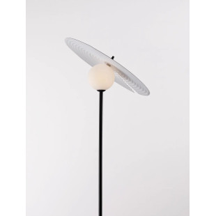 Lampa podłogowa kula z płaskim dekoracyjnym kloszem Ball Flat 162cm biało-czarna