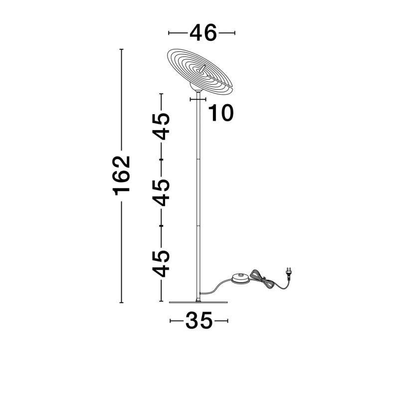 Lampa podłogowa kula z płaskim dekoracyjnym kloszem Ball Flat 162cm biało-czarna