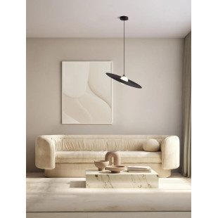 Lampa wisząca kula z płaskim dekoracyjnym kloszem Ball Flat 45cm biało-czarna