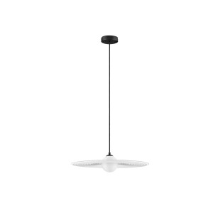 Lampa wisząca kula z płaskim dekoracyjnym kloszem Ball Flat 45cm biało-czarna