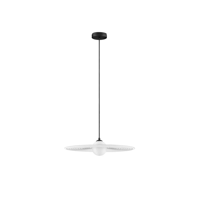 Lampa wisząca kula z płaskim dekoracyjnym kloszem Ball Flat 45cm biało-czarna