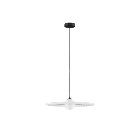 Lampa wisząca kula z płaskim dekoracyjnym kloszem Ball Flat 45cm biało-czarna