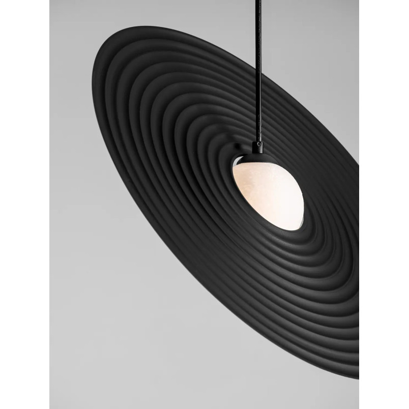 Lampa wisząca kula z płaskim dekoracyjnym kloszem Ball Flat 45cm biało-czarna