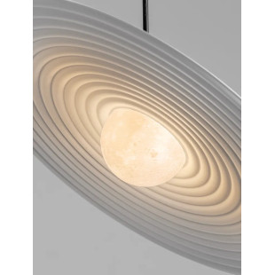 Lampa wisząca kula z płaskim dekoracyjnym kloszem Ball Flat 45cm biało-czarna