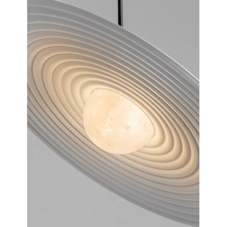 Lampa wisząca kula z płaskim dekoracyjnym kloszem Ball Flat 45cm biało-czarna
