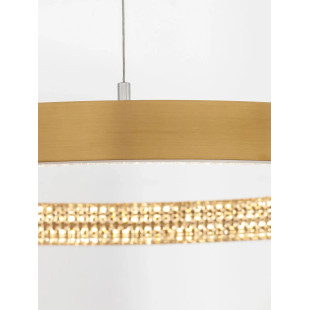 Lampa wisząca ring z kryształkami i ściemniaczem Kanui 40cm LED 3000K złoty mosiądz