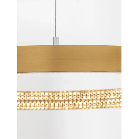 Lampa wisząca ring z kryształkami i ściemniaczem Kanui 40cm LED 3000K złoty mosiądz