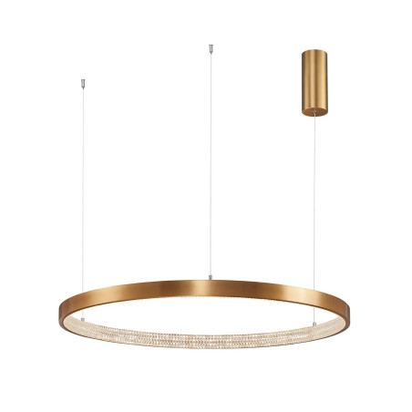 Lampa wisząca ring z kryształkami i ściemniaczem Kanui 80cm LED 3000K złoty mosiądz