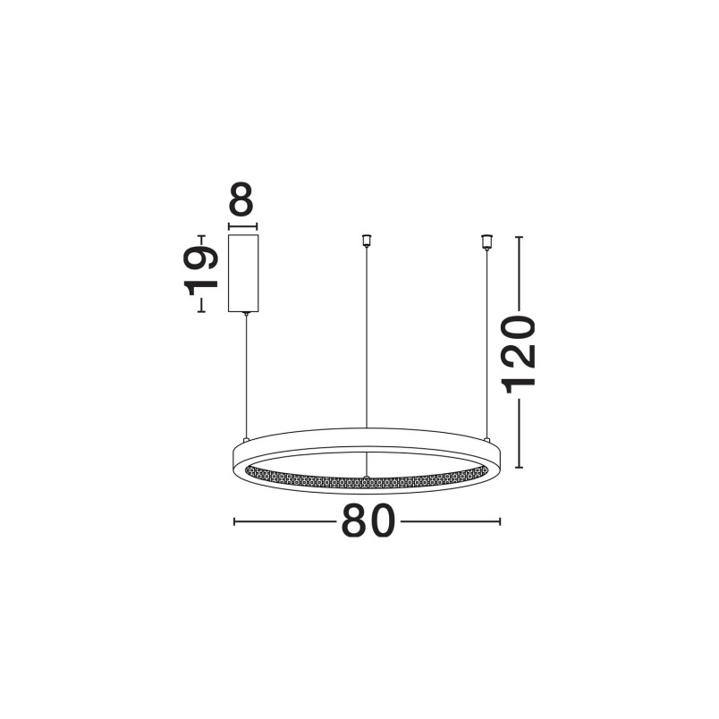Lampa wisząca ring z kryształkami i ściemniaczem Kanui 80cm LED 3000K złoty mosiądz