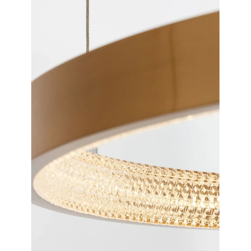 Lampa wisząca ring z kryształkami i ściemniaczem Kanui 60cm LED 3000K złoty mosiądz
