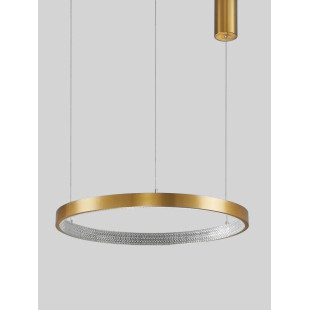 Lampa wisząca ring z kryształkami i ściemniaczem Kanui 60cm LED 3000K złoty mosiądz