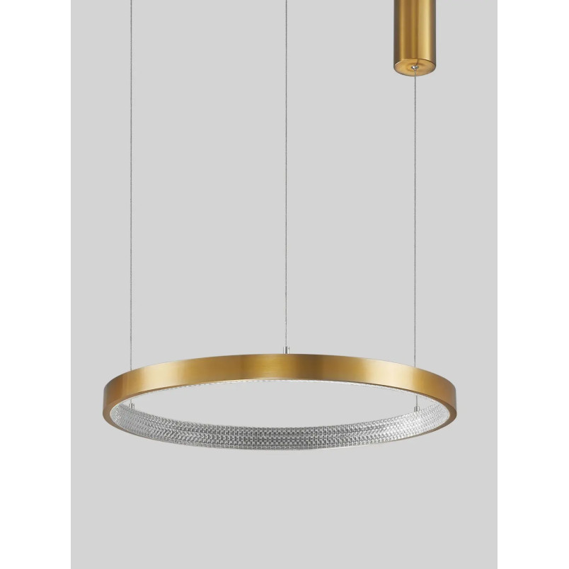 Lampa wisząca ring z kryształkami i ściemniaczem Kanui 60cm LED 3000K złoty mosiądz