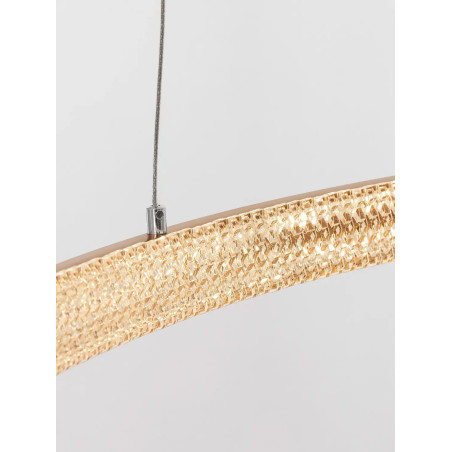 Lampa wisząca ring z kryształkami i ściemniaczem Kanui 60cm LED 3000K złoty mosiądz