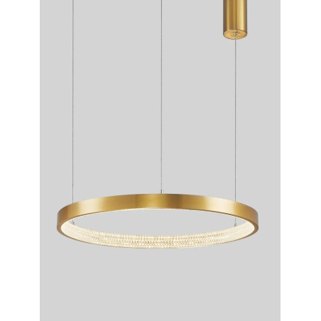 Lampa wisząca ring z kryształkami i ściemniaczem Kanui 60cm LED 3000K złoty mosiądz