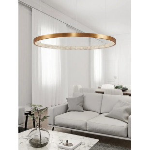 Lampa wisząca ring z kryształkami i ściemniaczem Kanui 110cm LED 3000K złoty mosiądz