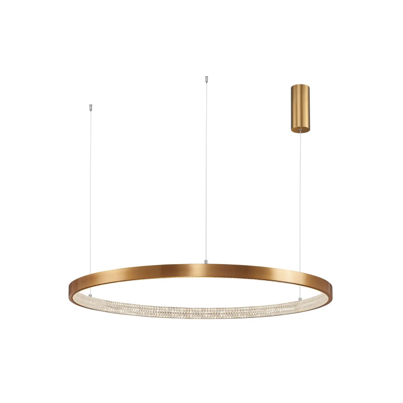 Lampa wisząca ring z kryształkami i ściemniaczem Kanui 110cm LED 3000K złoty mosiądz