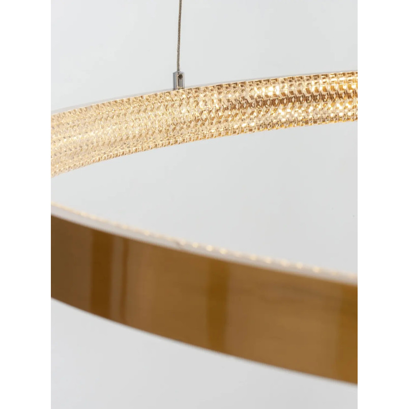 Lampa wisząca ring z kryształkami i ściemniaczem Kanui 110cm LED 3000K złoty mosiądz