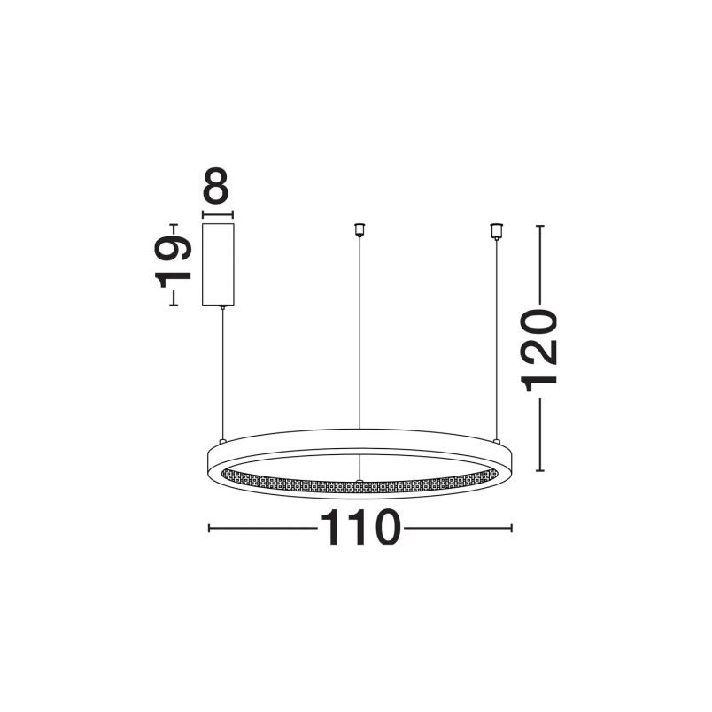 Lampa wisząca ring z kryształkami i ściemniaczem Kanui 110cm LED 3000K złoty mosiądz
