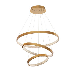 Lampa wisząca 2 ringi z kryształkami i ściemniaczem Kanui 80/60/40cm LED 3000K złoty mosiądz