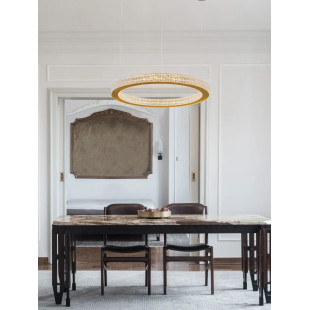 Lampa wisząca ring z akrylowymi kryształkami Malvito 40cm LED 3000K złoto-mosiężna