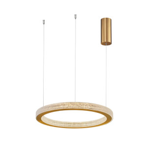 Lampa wisząca ring z akrylowymi kryształkami Malvito 40cm LED 3000K złoto-mosiężna