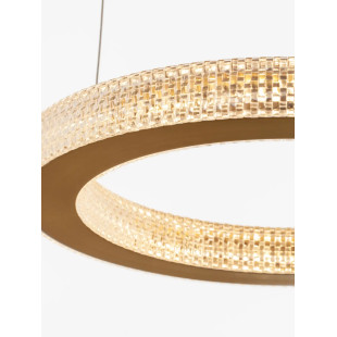 Lampa wisząca ring z akrylowymi kryształkami Malvito 40cm LED 3000K złoto-mosiężna