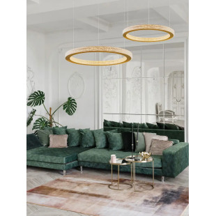Lampa wisząca ring z akrylowymi kryształkami Malvito 60cm LED 3000K złoto-mosiężna