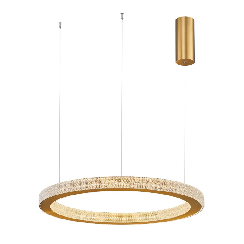 Lampa wisząca ring z akrylowymi kryształkami Malvito 60cm LED 3000K złoto-mosiężna