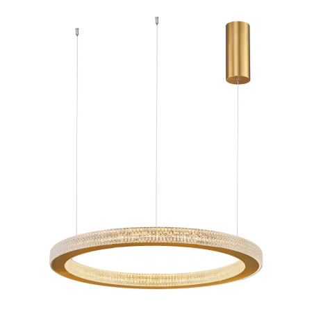 Lampa wisząca ring z akrylowymi kryształkami Malvito 60cm LED 3000K złoto-mosiężna