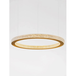 Lampa wisząca ring z akrylowymi kryształkami Malvito 60cm LED 3000K złoto-mosiężna