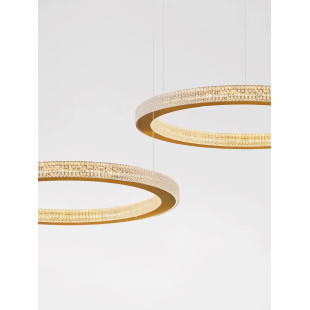 Lampa wisząca ring z akrylowymi kryształkami Malvito 60cm LED 3000K złoto-mosiężna