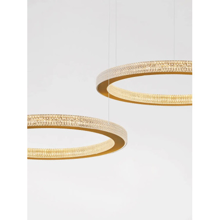 Lampa wisząca ring z akrylowymi kryształkami Malvito 60cm LED 3000K złoto-mosiężna