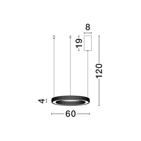 Lampa wisząca ring z akrylowymi kryształkami Malvito 60cm LED 3000K złoto-mosiężna