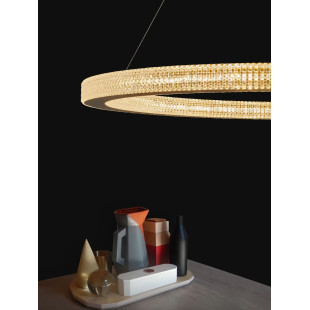 Lampa wisząca ring z akrylowymi kryształkami Malvito 80cm LED 3000K złoto-mosiężna