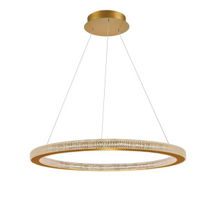 Lampa wisząca ring z akrylowymi kryształkami Malvito 80cm LED 3000K złoto-mosiężna
