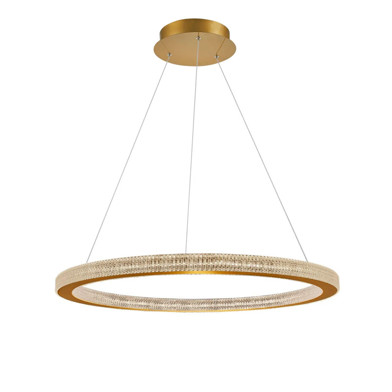 Lampa wisząca ring z akrylowymi kryształkami Malvito 80cm LED 3000K złoto-mosiężna