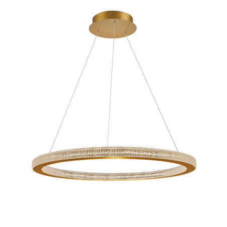 Lampa wisząca ring z akrylowymi kryształkami Malvito 80cm LED 3000K złoto-mosiężna