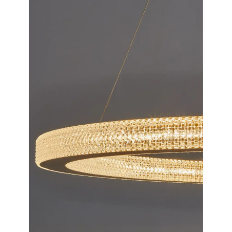 Lampa wisząca ring z akrylowymi kryształkami Malvito 80cm LED 3000K złoto-mosiężna