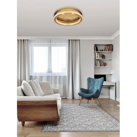 Plafon ring z akrylowymi kryształkami Malvito 40cm LED 3000K złoto-mosiężny