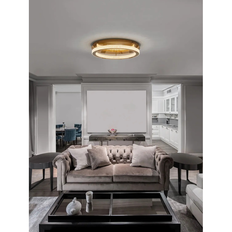 Plafon ring z akrylowymi kryształkami Malvito 60cm LED 3000K złoto-mosiężny