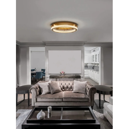 Plafon ring z akrylowymi kryształkami Malvito 60cm LED 3000K złoto-mosiężny