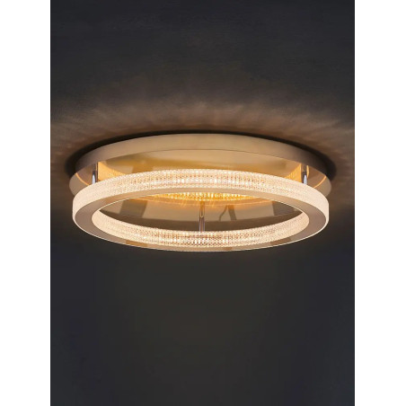 Plafon ring z akrylowymi kryształkami Malvito 60cm LED 3000K złoto-mosiężny