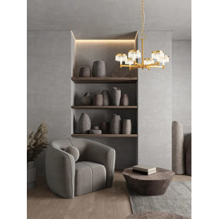 Żyrandol wiszący glamour Sedime 70cm LED 3000K złoty mosiądz / przeźroczysty akryl