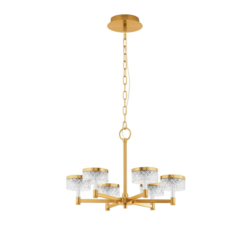 Żyrandol wiszący glamour Sedime 70cm LED 3000K złoty mosiądz / przeźroczysty akryl