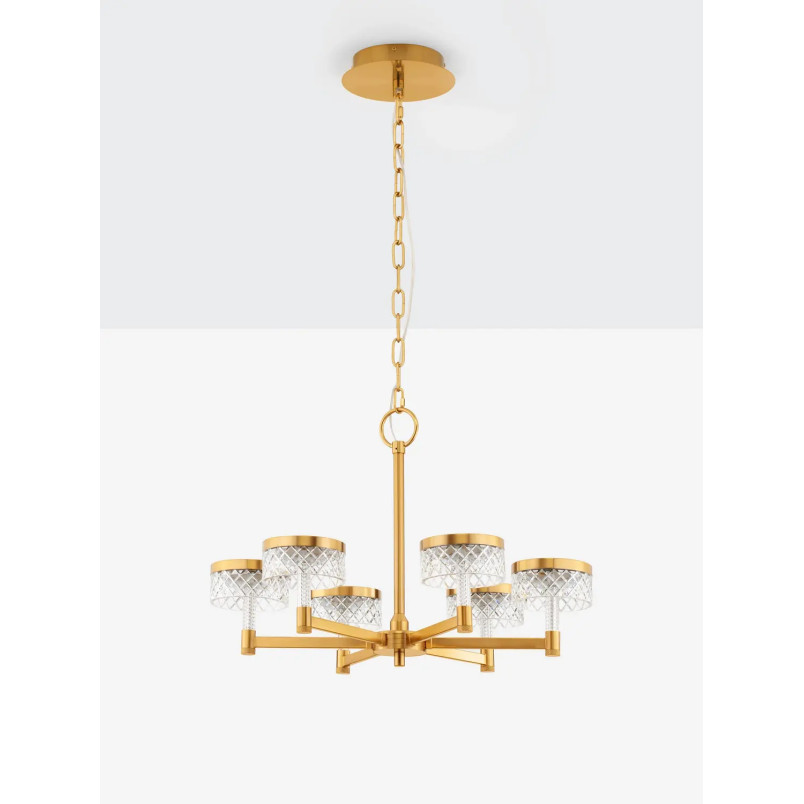 Żyrandol wiszący glamour Sedime 70cm LED 3000K złoty mosiądz / przeźroczysty akryl