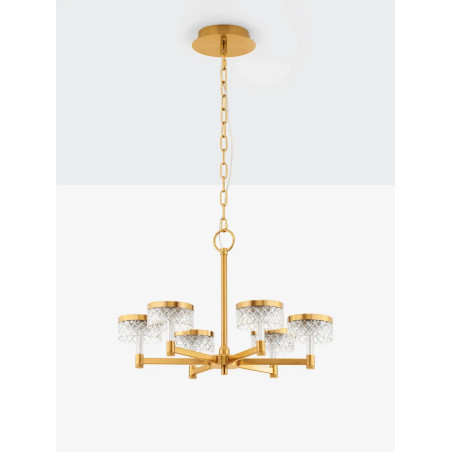 Żyrandol wiszący glamour Sedime 70cm LED 3000K złoty mosiądz / przeźroczysty akryl