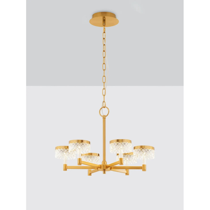 Żyrandol wiszący glamour Sedime 70cm LED 3000K złoty mosiądz / przeźroczysty akryl
