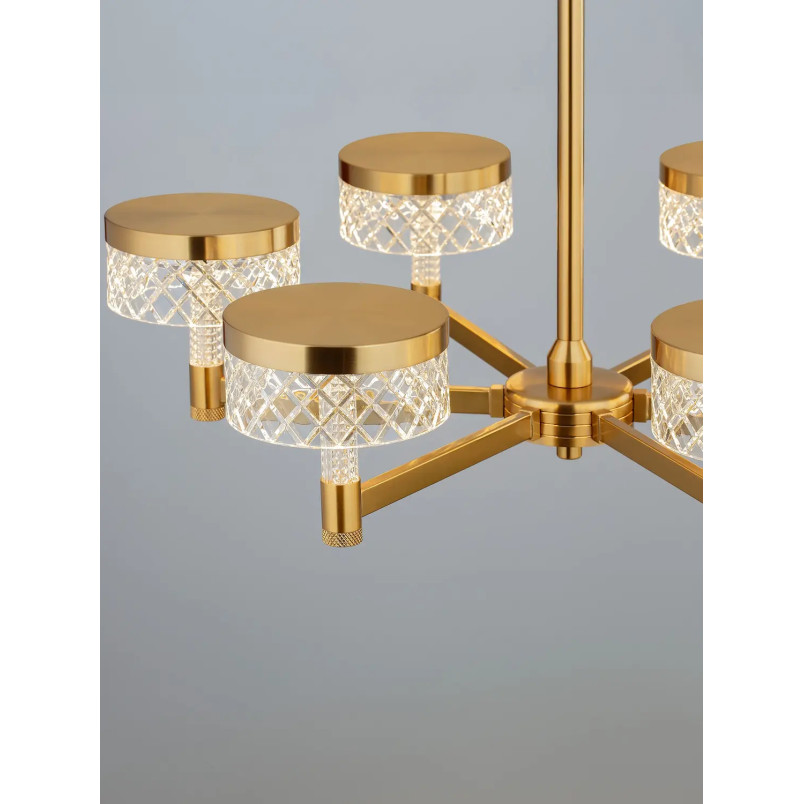 Żyrandol wiszący glamour Sedime 70cm LED 3000K złoty mosiądz / przeźroczysty akryl