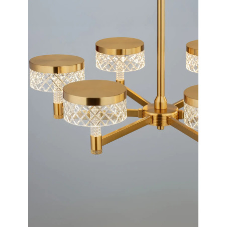 Żyrandol wiszący glamour Sedime 70cm LED 3000K złoty mosiądz / przeźroczysty akryl