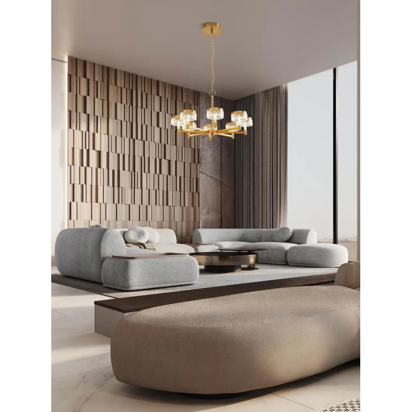 Żyrandol wiszący glamour Sedime 70cm LED 3000K złoty mosiądz / przeźroczysty akryl